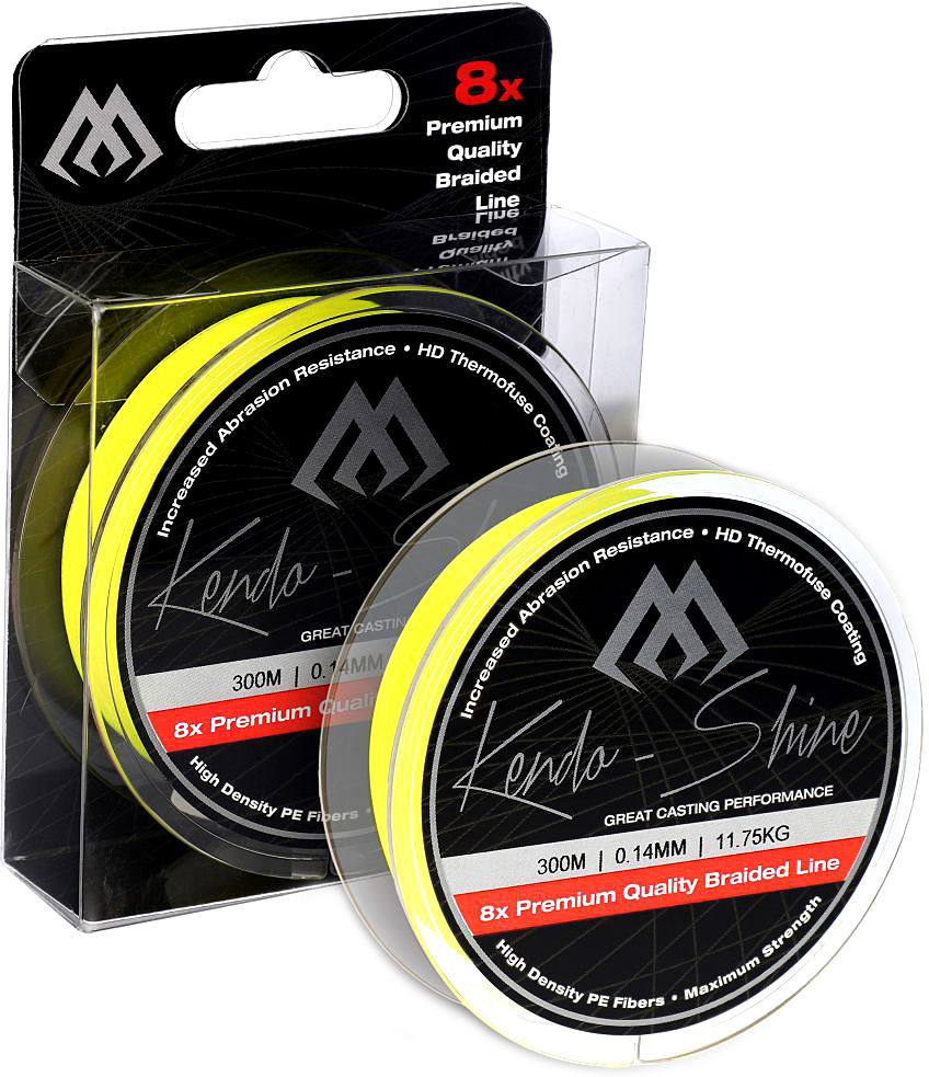 Плетеный шнур Mikado Kendo Shine 8-x HDPE Yellow 150м - 0.08мм - 5.71кг