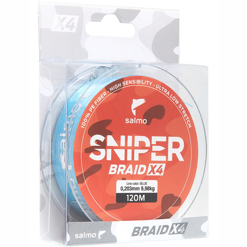 Плетеный шнур Salmo Sniper Braid Blue 120м - 0.14мм - 6.80кг