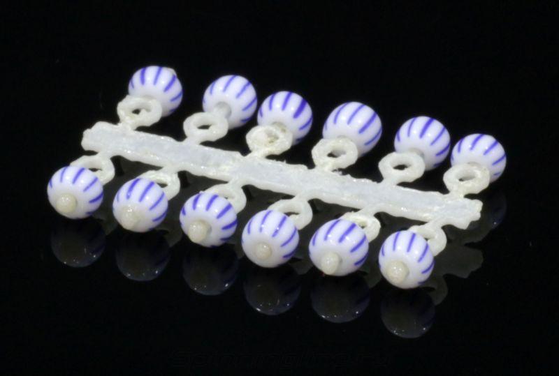 Микро-Бис Шар 3.1мм бело-синий арбуз Россия