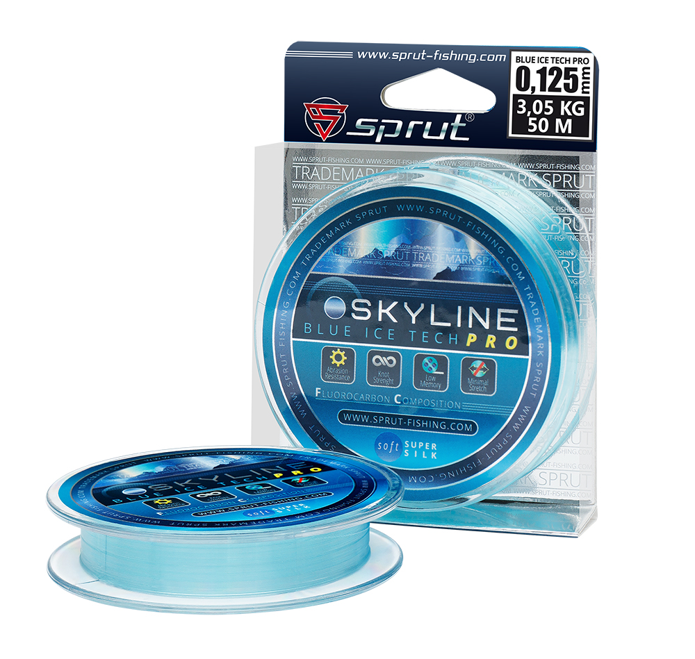Леска зимняя Sprut Skyline Fluorocarbon Composition IceTech Pro Blue 50м - 0.125мм - 3.05кг
