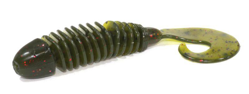 Приманка Allvega Bony Grub 80 - green pumpkin red flake