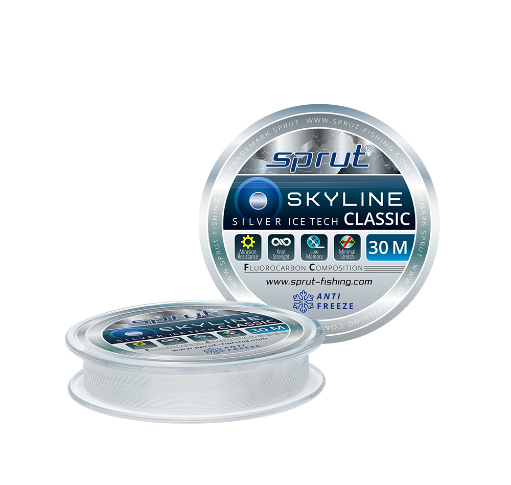 Леска зимняя Sprut Skyline Fluorocarbon Composition Classic Silver 30м - 0.185мм - 5.45кг
