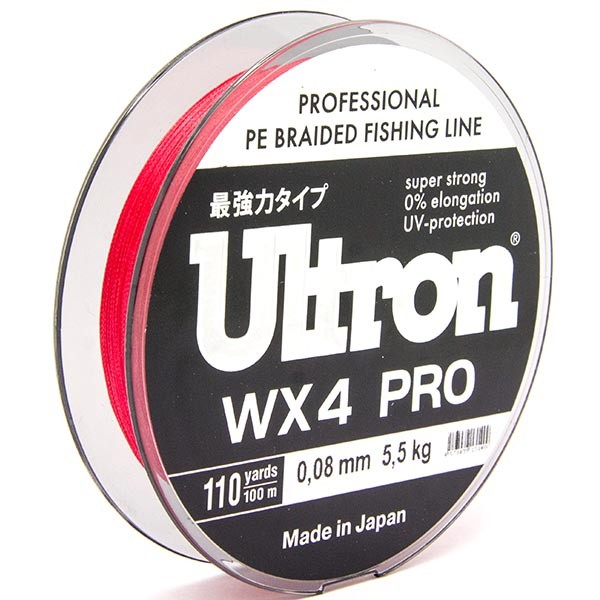 Плетеный шнур Ultron WX 4 Pro Ruby 100м - 0.10мм - 6кг