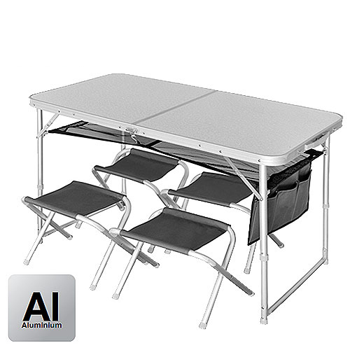 Стол складной Norfin Runn NF алюминиевый 120x60 +4 стула набор