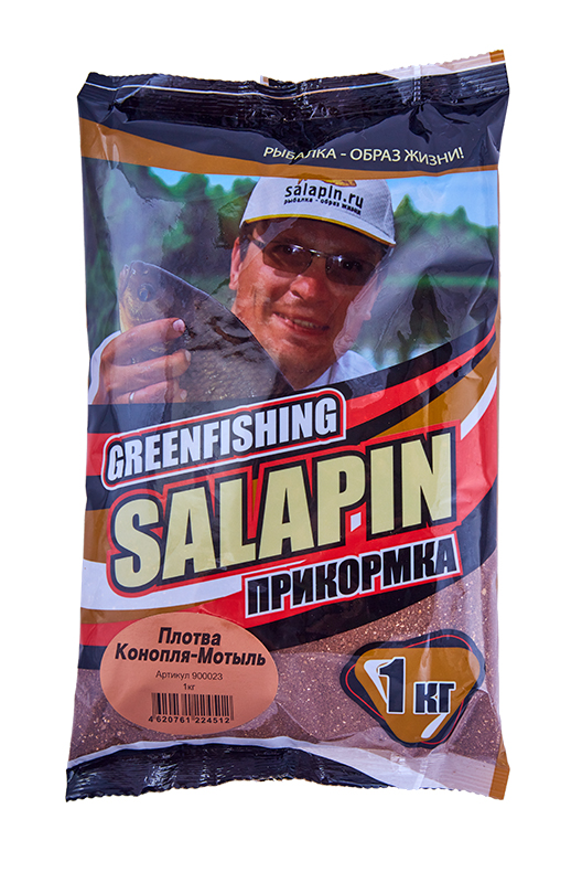 Прикормка зимняя Greenfishing Salapin Плотва Конопля-Мотыль 1кг