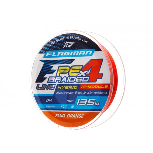 Плетеный шнур Flagman PE Hybrid F4 Fluo Orange 135м - 0.10мм - 4.6кг/10lb