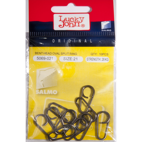 Кольца заводные Lucky John Bent Head Oval Split Ring 21мм тест 28кг