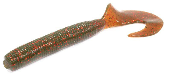 Приманка Allvega Cigar Grub 95 - green pumpkin red flake