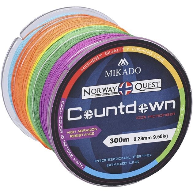 Плетеный шнур Mikado Norway Quest Countdown Multicolor 300м - 0.16мм - 12.6кг