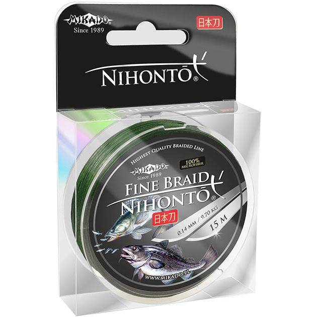 Плетеный шнур Mikado Nihonto Fine Braid Green 15м - 0.06мм - 3.25кг