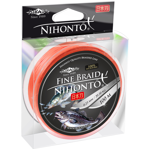 Плетеный шнур Mikado Nihonto Fine Braid Orange 100м - 0.16мм - 12.5кг