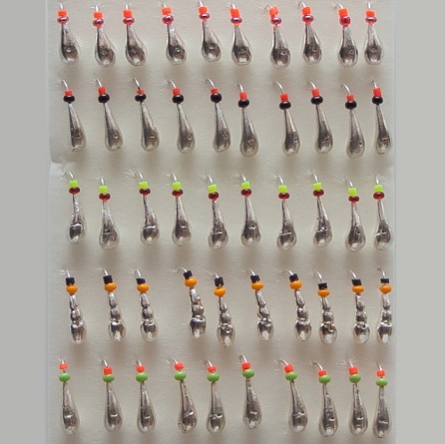 Мормышки свинцовые Уралка №3 серебро набор Россия