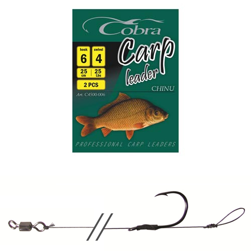 Крючки с поводком Cobra Carp Chinu №2 - 25lb - 30см