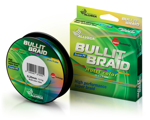Плетеный шнур Allvega Bullit Braid Multicolor 150м - 0.14мм - 8.4кг