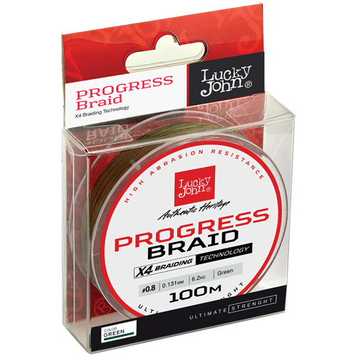 Плетеный шнур Lucky John Progress Braid Green 100м - 0.240мм - 14.62кг