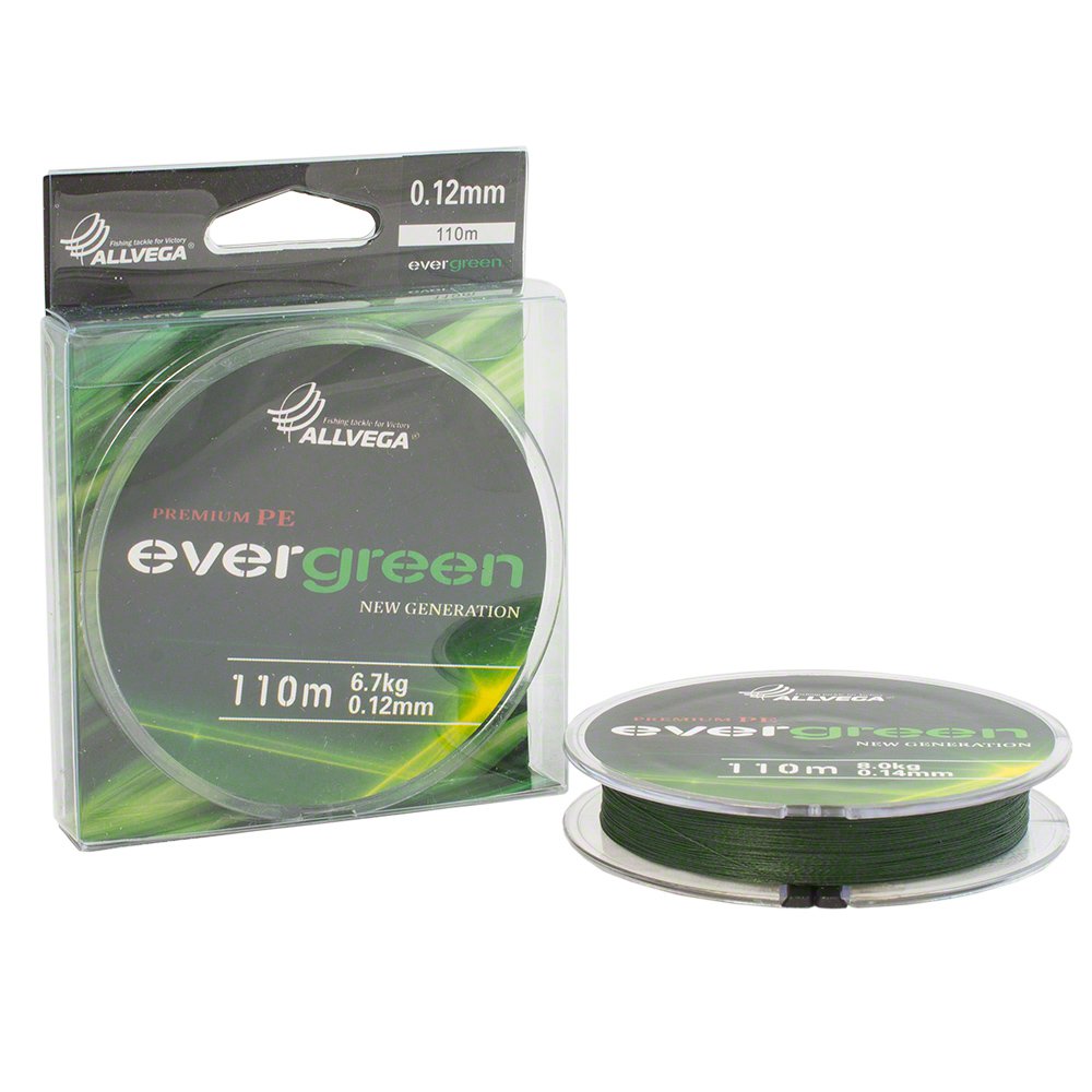 Плетеный шнур Allvega Evergreen Green 110м - 0.22мм - 14.5кг