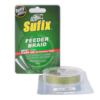 Плетеный шнур Feeder Sufix braid Gore Green  100м - 0.10мм - 4.5кг