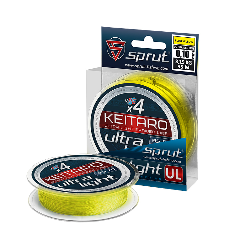 Плетеный шнур Sprut Keitaro Ultra Light Braided Line x4 Fluo Yellow 95м - 0.12мм - 9.05кг