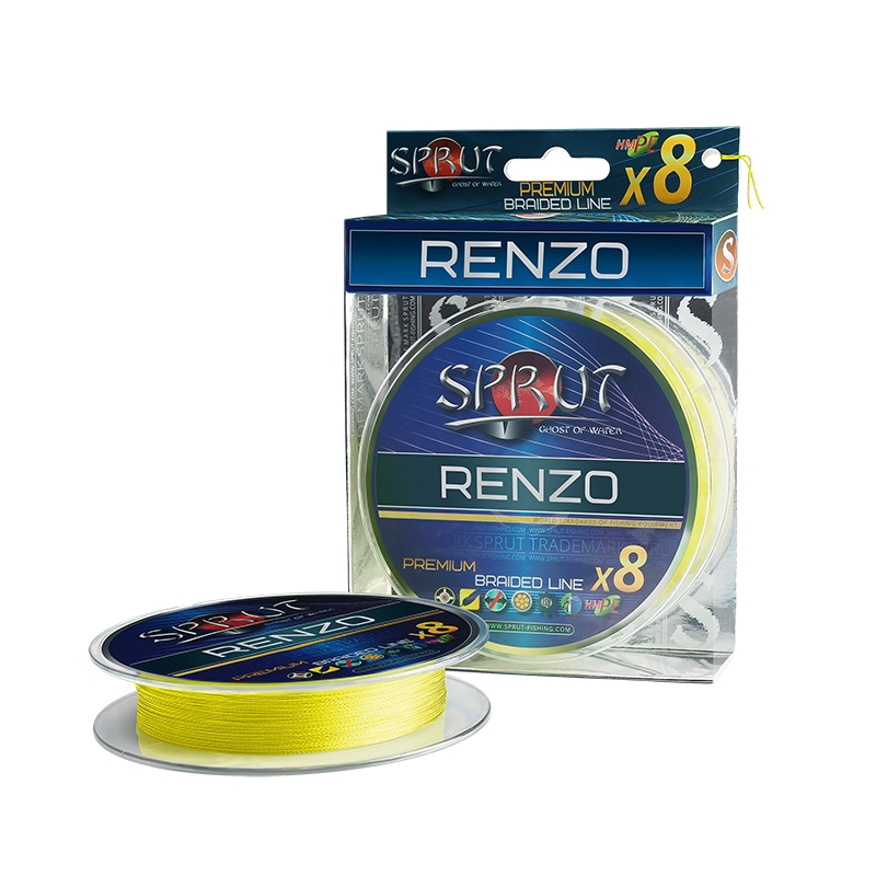 Плетеный шнур Sprut Renzo Soft Premium Braided Line x8 Fluo Yellow 95м - 0.14мм - 12.2кг