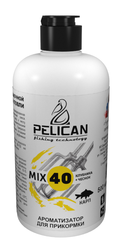 Ароматизатор жидкий Pelican Mix 40 Карп Клубника с чесноком 500мл