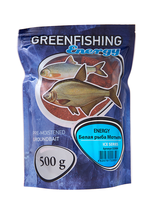 Прикормка зимняя Greenfishing Energy Ice Белая Рыба Мотыль 500гр