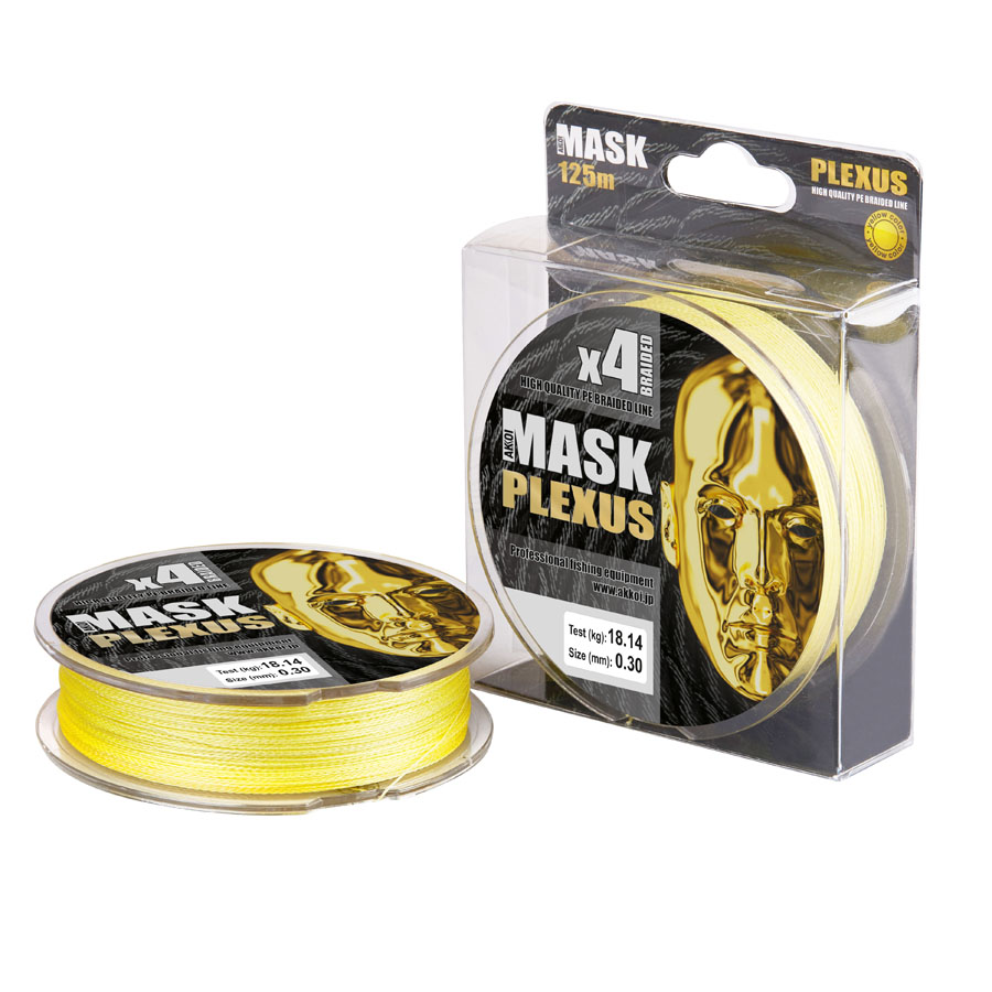 Плетеный шнур Akkoi Mask Plexus 4Х Yellow 125м - 0.16мм - 6.8кг