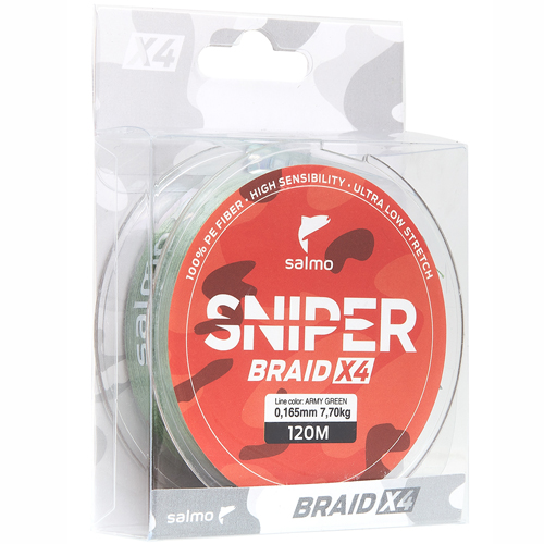 Плетеный шнур Salmo Sniper Braid Army Green 120м - 0.20мм - 9.98кг
