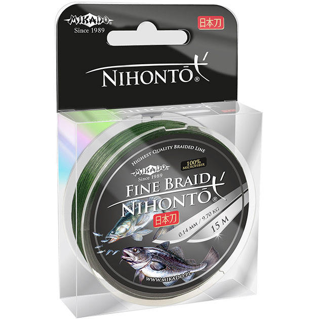 Плетеный шнур Mikado Nihonto Fine Braid Green 15м - 0.12мм - 8.80кг